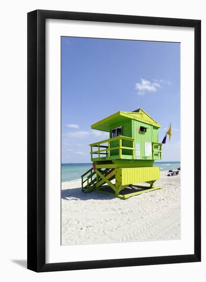 Beach Lifeguard Tower '77 St', Atlantic Ocean, Miami South Beach, Florida, Usa-Axel Schmies-Framed Photographic Print