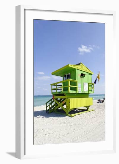 Beach Lifeguard Tower '77 St', Atlantic Ocean, Miami South Beach, Florida, Usa-Axel Schmies-Framed Photographic Print