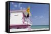 Beach Lifeguard Tower '83 St', Atlantic Ocean, Miami South Beach, Florida, Usa-Axel Schmies-Framed Stretched Canvas