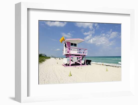 Beach Lifeguard Tower '83 St', Atlantic Ocean, Miami South Beach, Florida, Usa-Axel Schmies-Framed Photographic Print