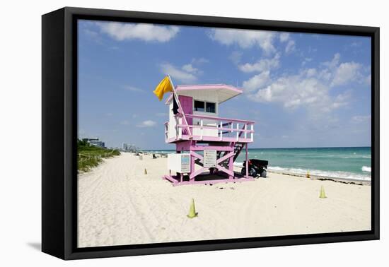 Beach Lifeguard Tower '83 St', Atlantic Ocean, Miami South Beach, Florida, Usa-Axel Schmies-Framed Stretched Canvas