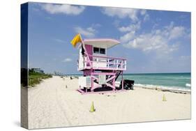 Beach Lifeguard Tower '83 St', Atlantic Ocean, Miami South Beach, Florida, Usa-Axel Schmies-Stretched Canvas