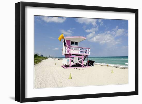 Beach Lifeguard Tower '83 St', Atlantic Ocean, Miami South Beach, Florida, Usa-Axel Schmies-Framed Photographic Print