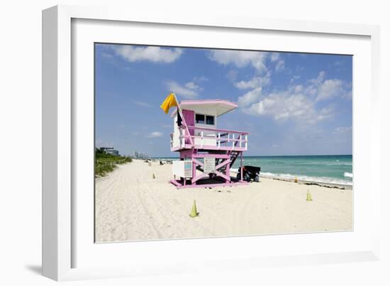 Beach Lifeguard Tower '83 St', Atlantic Ocean, Miami South Beach, Florida, Usa-Axel Schmies-Framed Photographic Print