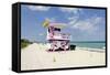 Beach Lifeguard Tower '83 St', Atlantic Ocean, Miami South Beach, Florida, Usa-Axel Schmies-Framed Stretched Canvas