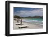 Beach Lounge Chairs, Porto Vecchio, Corsica, France-Walter Bibikow-Framed Photographic Print