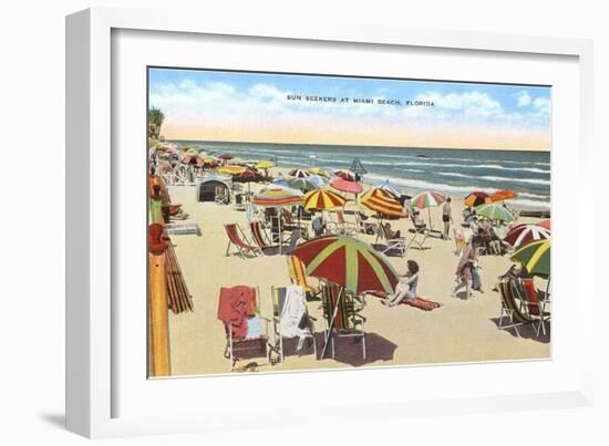 Beach, Miami Beach Florida-null-Framed Art Print