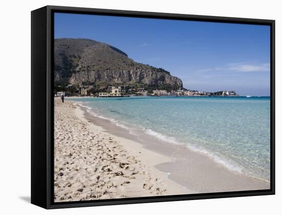Beach, Mondello, Palermo, Sicily, Italy, Mediterranean, Europe-Martin Child-Framed Stretched Canvas