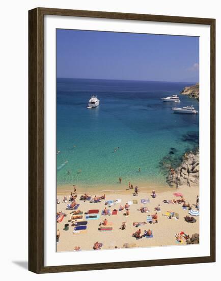 Beach, Mykonos, Greece-Walter Bibikow-Framed Premium Photographic Print