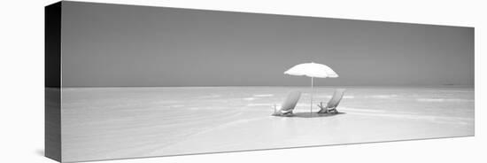 Beach, Ocean, Water, Parasol and Chairs, Maldives-null-Stretched Canvas