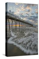 Beach, ocean, waves and pier at sunrise, Sunset Beach, North Carolina, United States of America, No-Jon Reaves-Stretched Canvas