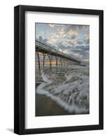 Beach, ocean, waves and pier at sunrise, Sunset Beach, North Carolina, United States of America, No-Jon Reaves-Framed Photographic Print