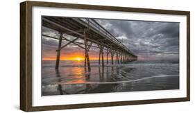 Beach, ocean, waves and pier at sunrise, Sunset Beach, North Carolina, United States of America, No-Jon Reaves-Framed Photographic Print