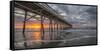 Beach, ocean, waves and pier at sunrise, Sunset Beach, North Carolina, United States of America, No-Jon Reaves-Framed Stretched Canvas