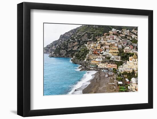 Beach of a Hillside Town, Positano, Italy-George Oze-Framed Photographic Print