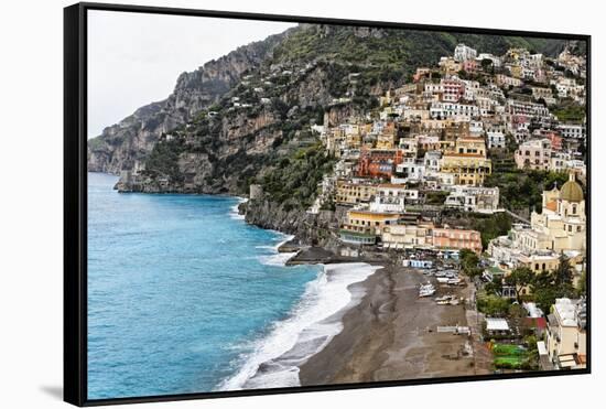 Beach of a Hillside Town, Positano, Italy-George Oze-Framed Stretched Canvas