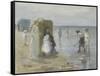 Beach of Scheveningen, with Two Ladies and Children, by Johan Antonie De Jonge, C. 1890-1920-Johan Antonie de Jonge-Framed Stretched Canvas