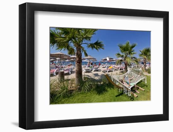 Beach of the Ambrosia Hotel in Bitez, Bodrum Peninsula, Mugla Province, Turkey-null-Framed Art Print