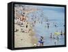 Beach on a Hot Day, Southsea, Hampshire, England, United Kingdom-Jean Brooks-Framed Stretched Canvas