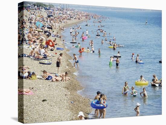 Beach on a Hot Day, Southsea, Hampshire, England, United Kingdom-Jean Brooks-Stretched Canvas