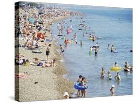 Beach on a Hot Day, Southsea, Hampshire, England, United Kingdom-Jean Brooks-Stretched Canvas