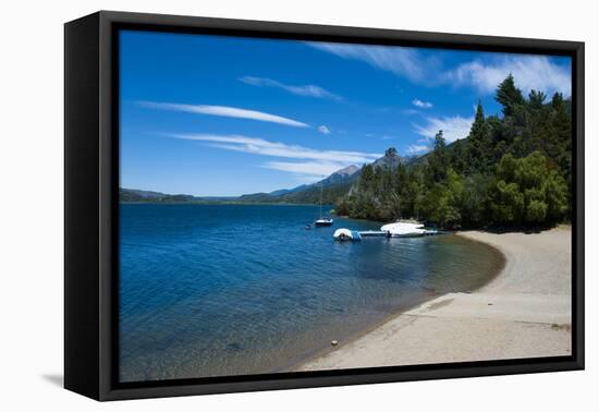 Beach on a Mountain Lake in Los Alerces National Park, Chubut, Patagonia, Argentina, South America-Michael Runkel-Framed Stretched Canvas