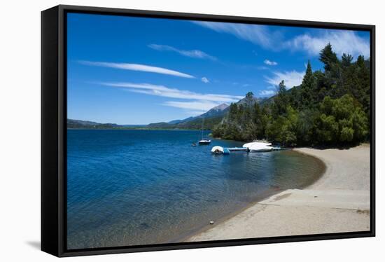Beach on a Mountain Lake in Los Alerces National Park, Chubut, Patagonia, Argentina, South America-Michael Runkel-Framed Stretched Canvas