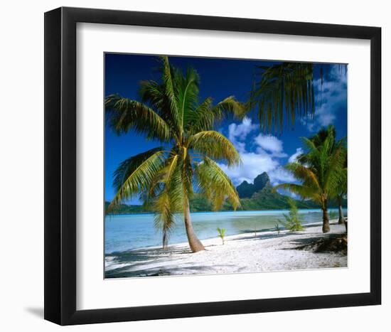 Beach on Bora Bora, Island of Tahiti, French Polynesia, The South Seas-null-Framed Art Print