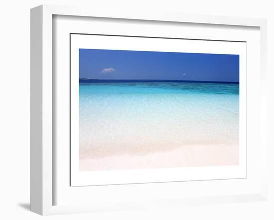 Beach on Ihuru Island, North Male Atoll, Maldives-null-Framed Art Print