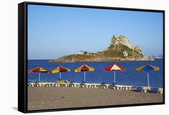 Beach on Kefalos Bay Looking Out to Kastri Island, Kos, Dodecanese, Greek Islands, Greece, Europe-null-Framed Stretched Canvas