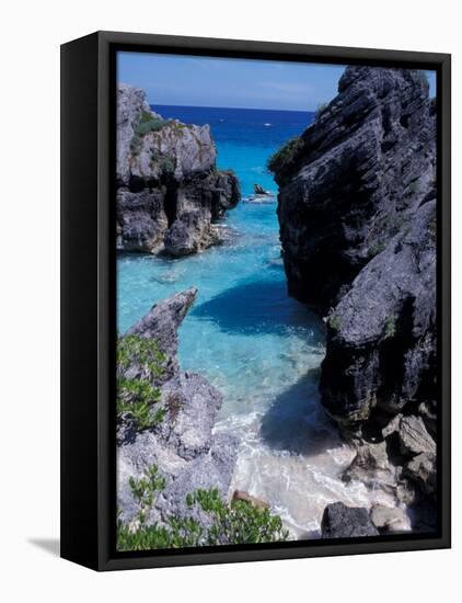 Beach on South Coast, Bermuda, Caribbean-Alan Klehr-Framed Stretched Canvas