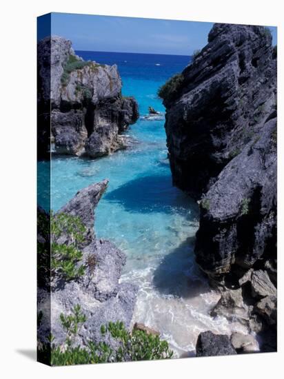 Beach on South Coast, Bermuda, Caribbean-Alan Klehr-Stretched Canvas