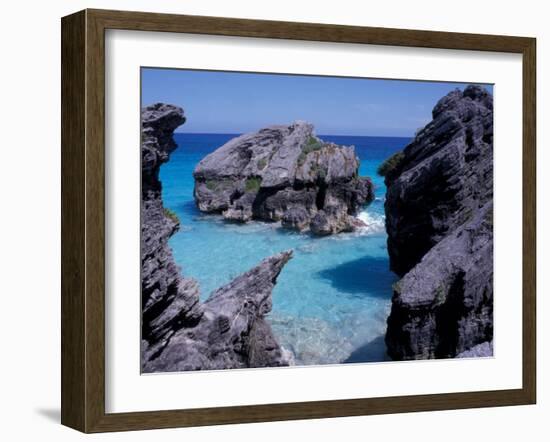 Beach on South Coast, Bermuda, Caribbean-Alan Klehr-Framed Photographic Print