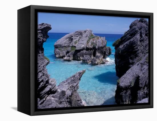 Beach on South Coast, Bermuda, Caribbean-Alan Klehr-Framed Stretched Canvas