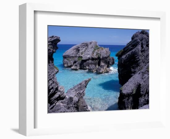 Beach on South Coast, Bermuda, Caribbean-Alan Klehr-Framed Photographic Print