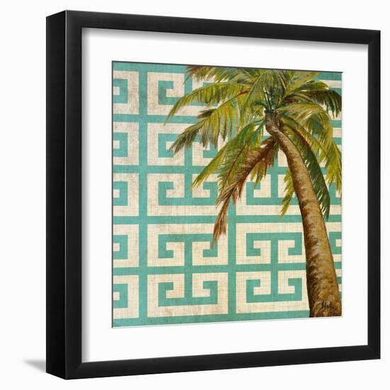 Beach Palm Turquoise Pattern II-Patricia Pinto-Framed Art Print