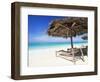 Beach Parasol Overlooking Indian Ocean, Jambiani Beach, Island of Zanzibar, Tanzania, East Africa-Lee Frost-Framed Photographic Print