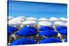 Beach Parasols, Nice, Alpes Maritimes, Provence, Cote D'Azur, French Riviera, France, Europe-Amanda Hall-Stretched Canvas