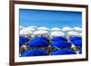 Beach Parasols, Nice, Alpes Maritimes, Provence, Cote D'Azur, French Riviera, France, Europe-Amanda Hall-Framed Photographic Print