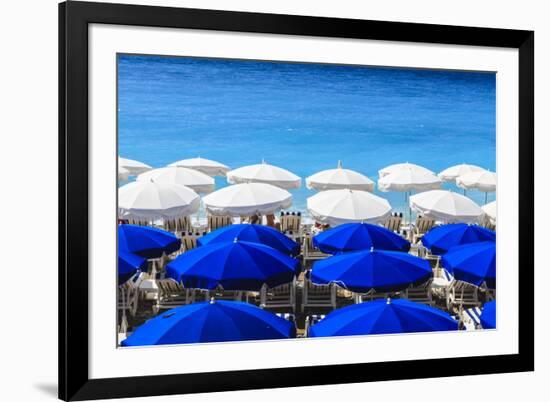 Beach Parasols, Nice, Alpes Maritimes, Provence, Cote D'Azur, French Riviera, France, Europe-Amanda Hall-Framed Photographic Print