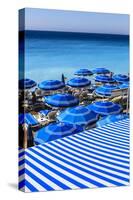 Beach Parasols, Nice, Alpes Maritimes, Provence, Cote D'Azur, French Riviera, France, Europe-Amanda Hall-Stretched Canvas