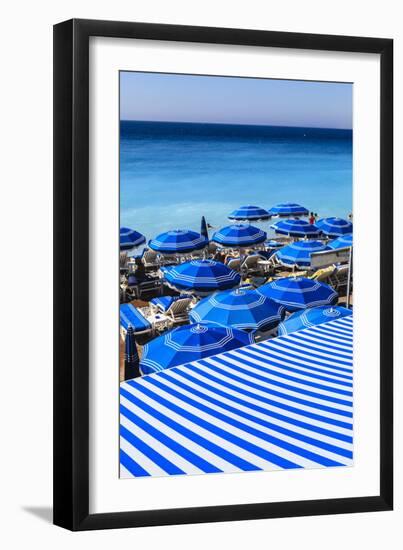 Beach Parasols, Nice, Alpes Maritimes, Provence, Cote D'Azur, French Riviera, France, Europe-Amanda Hall-Framed Photographic Print