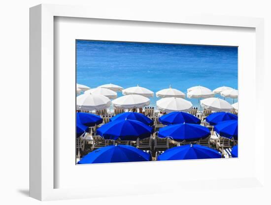 Beach Parasols, Nice, Alpes Maritimes, Provence, Cote D'Azur, French Riviera, France, Europe-Amanda Hall-Framed Photographic Print