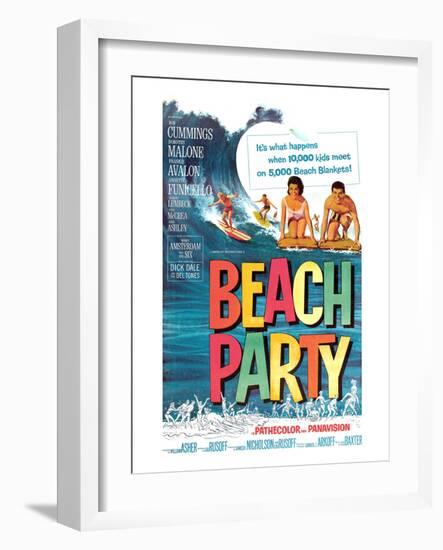 Beach Party, Annette Funicello, Frankie Avalon, 1963-null-Framed Photo