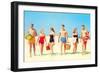 Beach Picnic, Retro-null-Framed Art Print