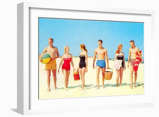 Beach Picnic, Retro-null-Framed Art Print