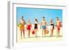 Beach Picnic, Retro-null-Framed Art Print