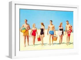 Beach Picnic, Retro-null-Framed Art Print