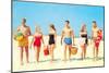 Beach Picnic, Retro-null-Mounted Art Print