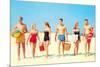 Beach Picnic, Retro-null-Mounted Art Print